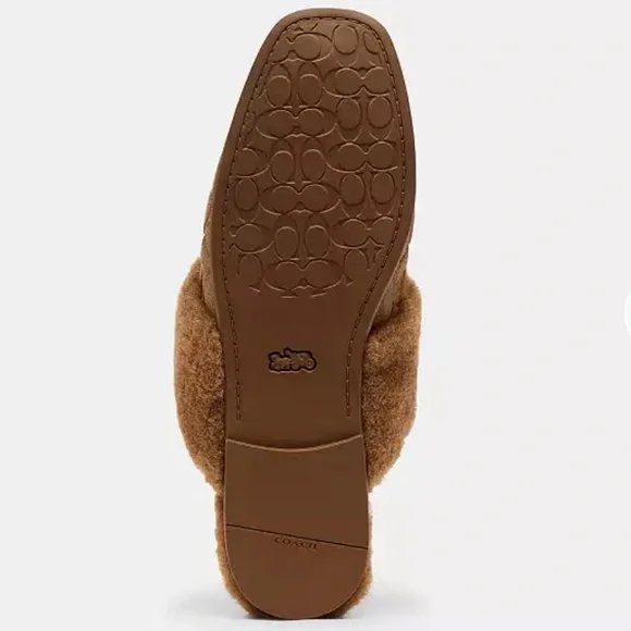 NWT Coach Signature Suede Sherpa Flat Mule size 8 choose Candy Pink or Tobacco - Picture 3 of 10